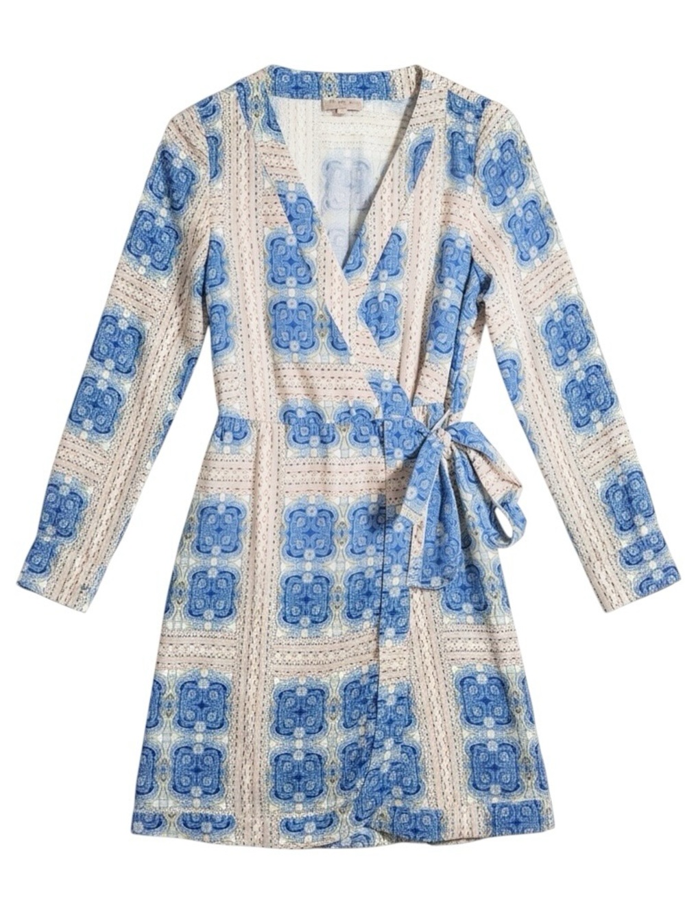 Ciebon Rachelle Printed Wrap Dress Long Sleeve Size Medium